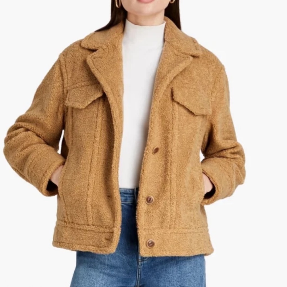 Vince Faux Shearling Teddy Trucker Jacket